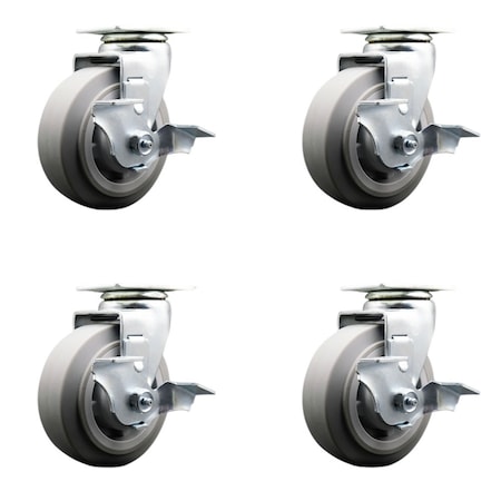 Service Caster Tool Box Caster Wheel Set 5'' Thermoplastic Rubber Swivel Casters, 4PK TOOL-SCC-20S520-TPRRF-TLB-4